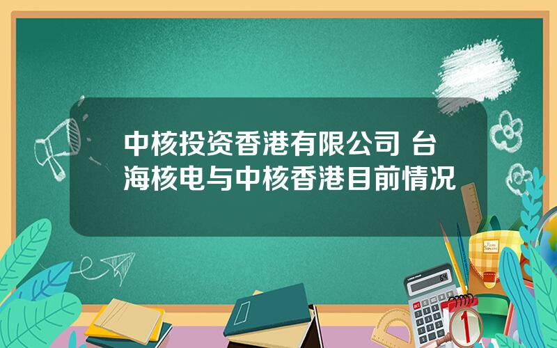 中核投资香港有限公司 台海核电与中核香港目前情况